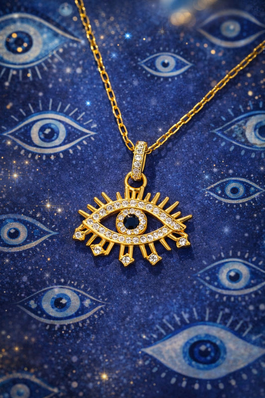 Evil Eye CZ Pendant Chain – 18K Gold Plated