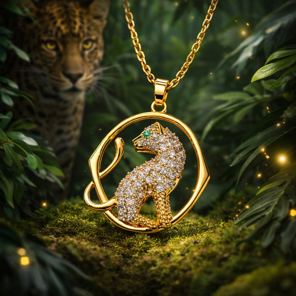 Panther CZ Charm Necklace – 18K Gold Plated
