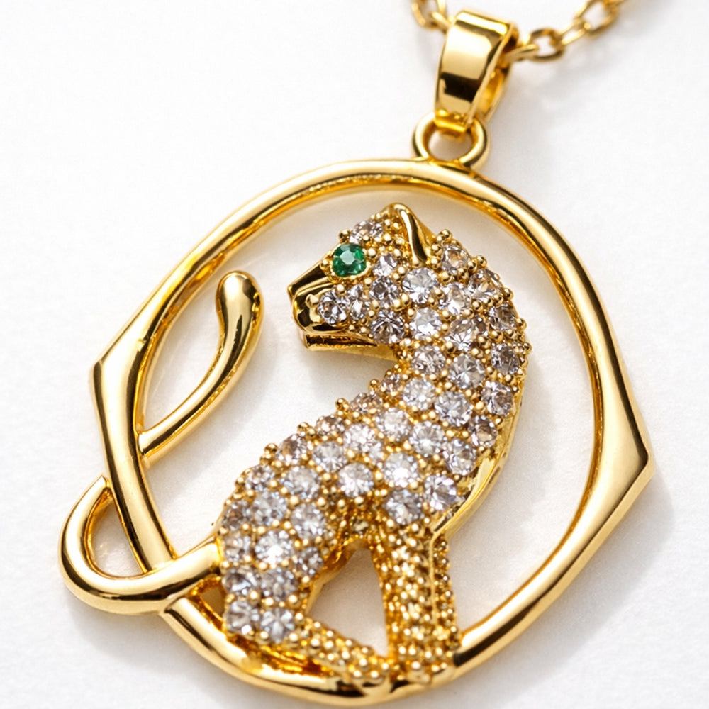 Panther CZ Charm Necklace – 18K Gold Plated