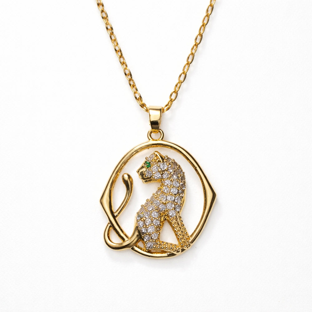 Panther CZ Charm Necklace – 18K Gold Plated