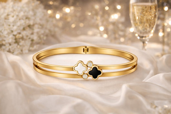 Dual Clover Charm Bracelet – 18K Gold Plated